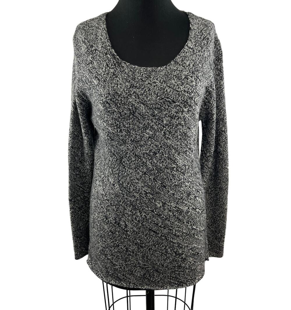 Neiman Marcus Gray Sweater Cashmere Scoop Neck Marled Knit Fleece Size Medium M